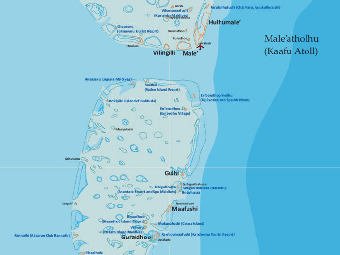 Part of Maldives Map Showing south Male Atoll