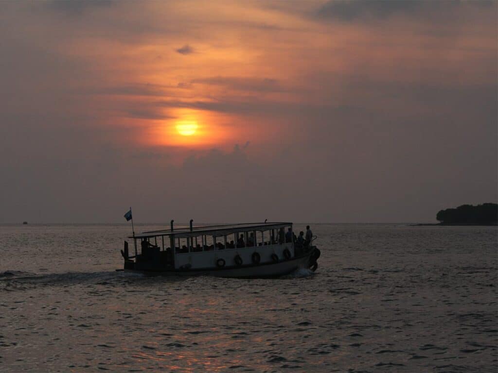villingili ferry at sunset