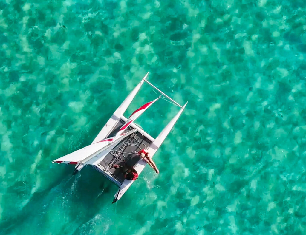 Aerial shot of a catamaran