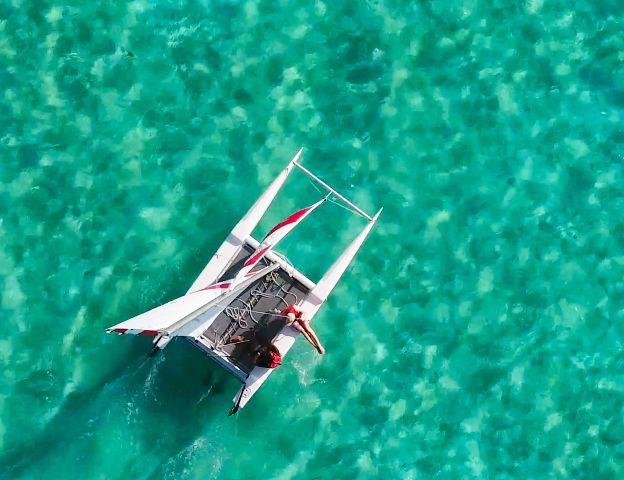 Aerial shot of a catamaran